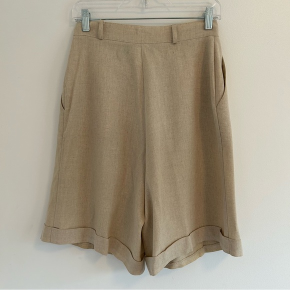 (SOLD) VINTAGE Linen Blend High-rise Bermuda Shorts Size 4 - Picture 6 of 14